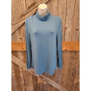Soft surroundings mock turtle neck long sleeve blue medium pullover soft stretch